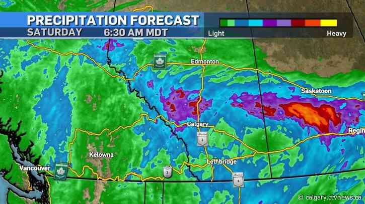 Rainfall warnings west of Calgary, and severe thunderstorms likely