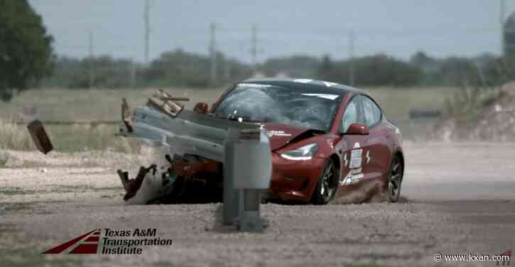 VIDEO: Texas crash test explores how electric vehicles interact with guardrails