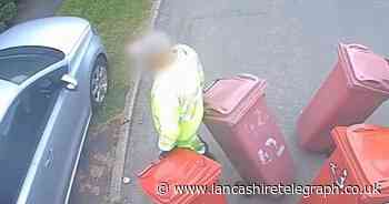Bin men nearly hit after car mounted path in Blackburn