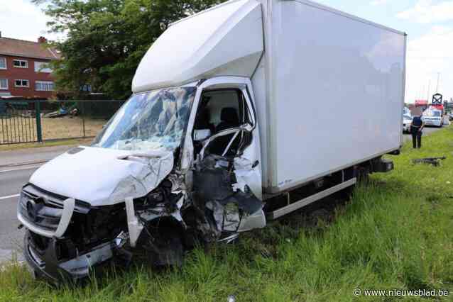 Bestuurder botst met lichte vrachtwagen tegen verlichtingspaal
