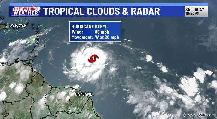Beryl now a Category 2 hurricane