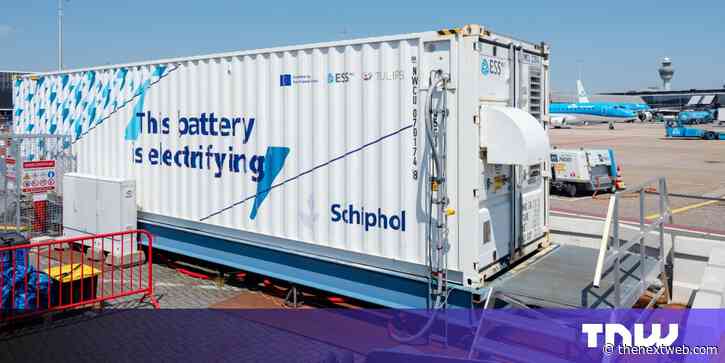 What is an iron flow battery and why is Schiphol Airport testing one?
