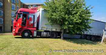 Lorry drives into kids' play park after missing no HGV signs