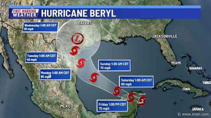 Beryl over the Yucatan