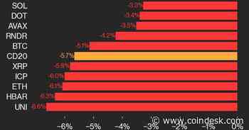 CoinDesk 20 Performance Update: Index Plunged, With All 20 Assets Declining