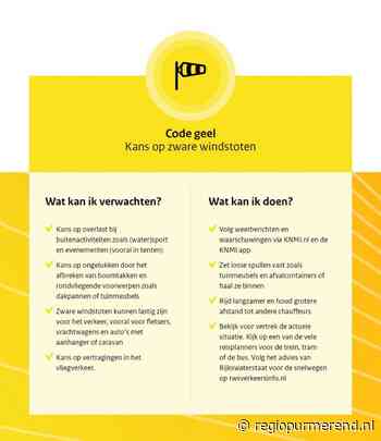 KNMI: Code geel zaterdag van 12:00 tot 19:00 uur