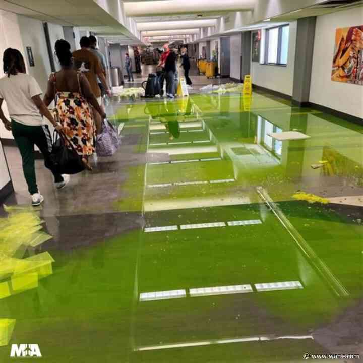 LOOK: Green liquid pours into terminal at Miami International Airport