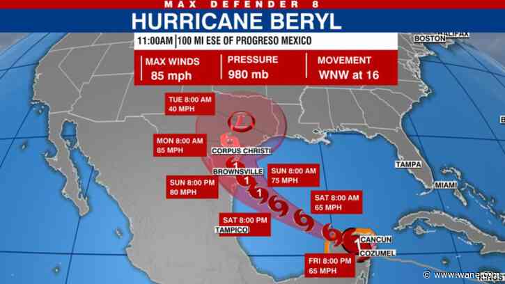 Hurricane Beryl weakens to Category 1 storm over Mexico
