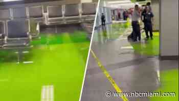 Green fluid at Miami International Airport pours onto Concourse G