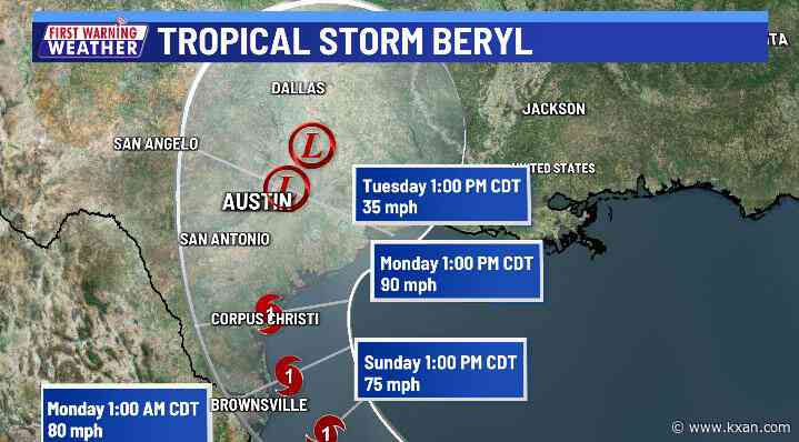 Beryl entering Gulf, expected to hit Texas as hurricane