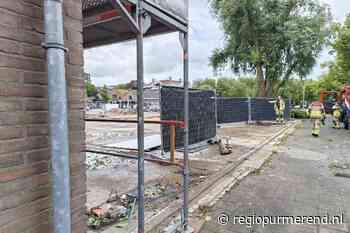 Brandweer op bouwplaats in de binnenstad van Purmerend