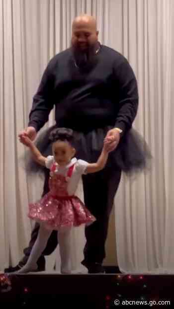WATCH:  6-foot-5-inch dad wears ballet skirt to dance with daughter for her ballet recital