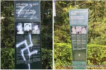 Gedenkplaat van 20ste konvooi opnieuw beklad met hakenkruis