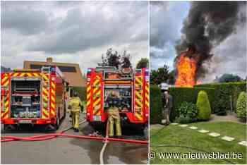 Zware brand zet tuinhuis in lichterlaaie: eigenaar probeerde tevergeefs met tuinslang te blussen