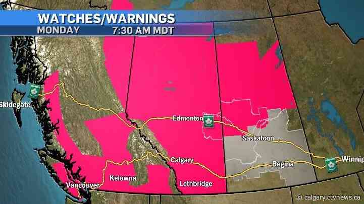 Heat warnings issued for most of Alberta with daytime highs 9 to 12 C above average