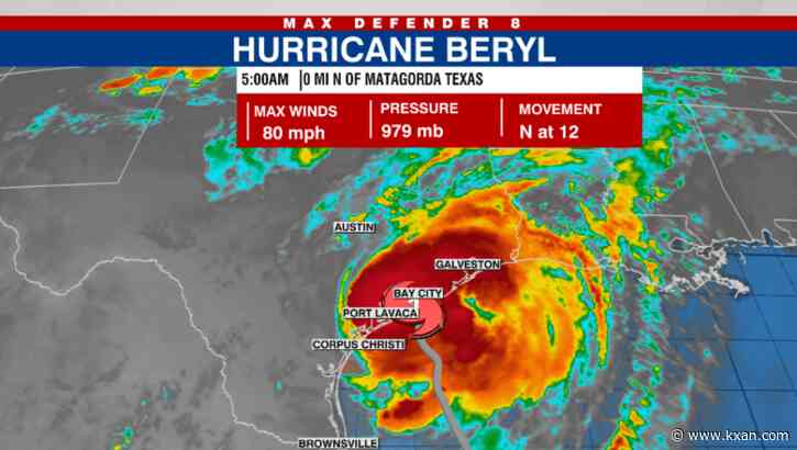 Beryl downgraded to tropical storm after landfall