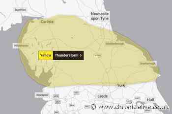 Thunderstorms to hit parts of the North East today as Met Office issues 8-hour warning