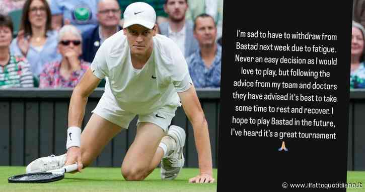 Sinner rinuncia a Bastad: “Devo riposare e recuperare”. Era il torneo scelto per preparare le Olimpiadi