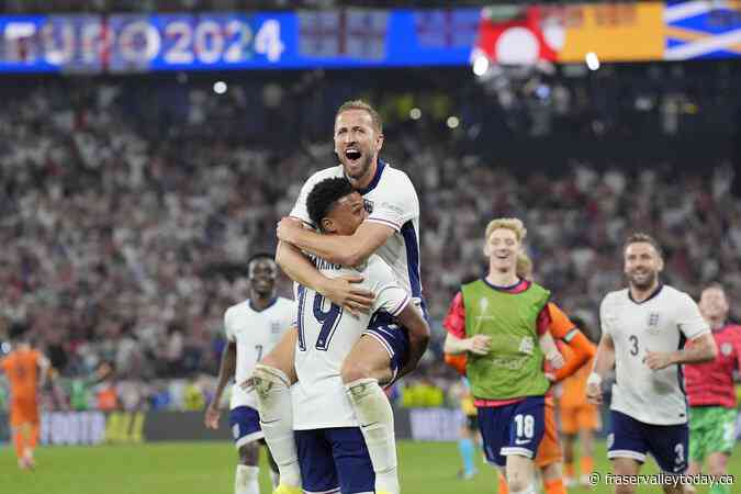 England reaches European Championship final by beating Netherlands 2-1 on Watkins late goal