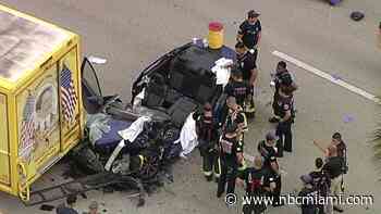 Car destroyed in Hollywood crash involving box truck