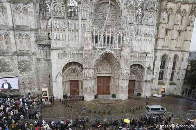 Fire breaks out in the spire of the medieval cathedral in the French city of Rouen
