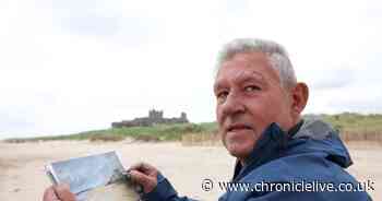 Renowned artist paints on stunning Northumberland beach for charity which rescued his mum