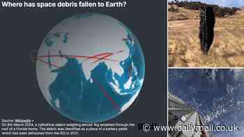 The out-of-control rockets and spacecraft that have come crashing back to Earth REVEALED in terrifying interactive map - as scientists warn there's a 10% chance falling debris will kill someone in the next decade