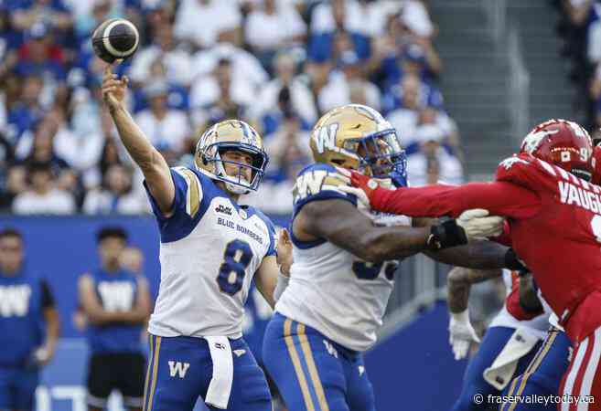 Collaros has first TD pass of season as Blue Bombers top Stampeders 41-37