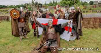Kynren actors cheer on England from newly-built Viking village in County Durham