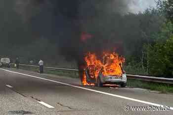 Auto in volle vuur op pechstrook E314 in Zonhoven