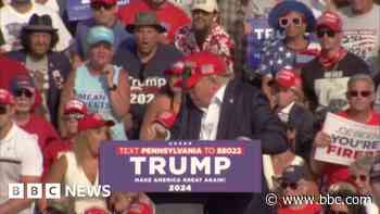 Video shows moment Trump ducks and swarmed by security