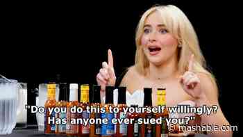 Sabrina Carpenter brought milkshakes to 'Hot Ones,' but it still didn't save her