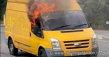 Green Wrythe Lane Carshalton van fire: Shocking video