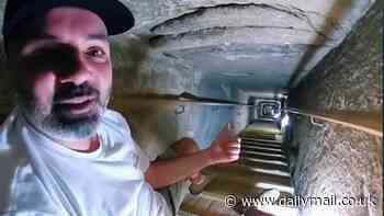 'It's claustrophobic and if there's a power cut - you're in the dark!' Traveller films spellbinding journey through VERY narrow tunnels to the heart of an Egyptian pyramid some visitors are too scared to enter