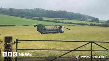 RAF helicopter stuck in field flies back to base