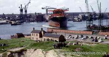 Then and Now: A ship launch at Wallsend on the River Tyne - and the much-changed view today