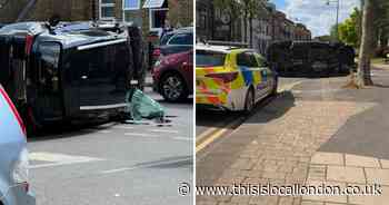 Erith West Street: Man in hospital after car flips