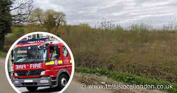 Launders Lane, Rainham, grassland fire causes road closures