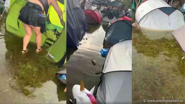Festival Dominator compleet overstroomd, tentjes drijven over camping