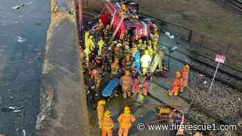 Dallas firefighters injured after fire engine goes off overpass