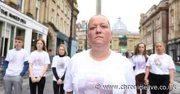Family and friends of murdered Bradley Tams march to Newcastle Crown Court to seek justice