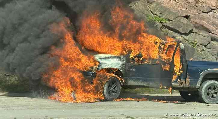 Truck catches fire in downtown Bancroft