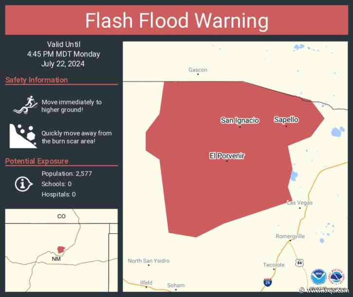 Flash flood warning issued for Hermits Peak Calf Canyon burn scar