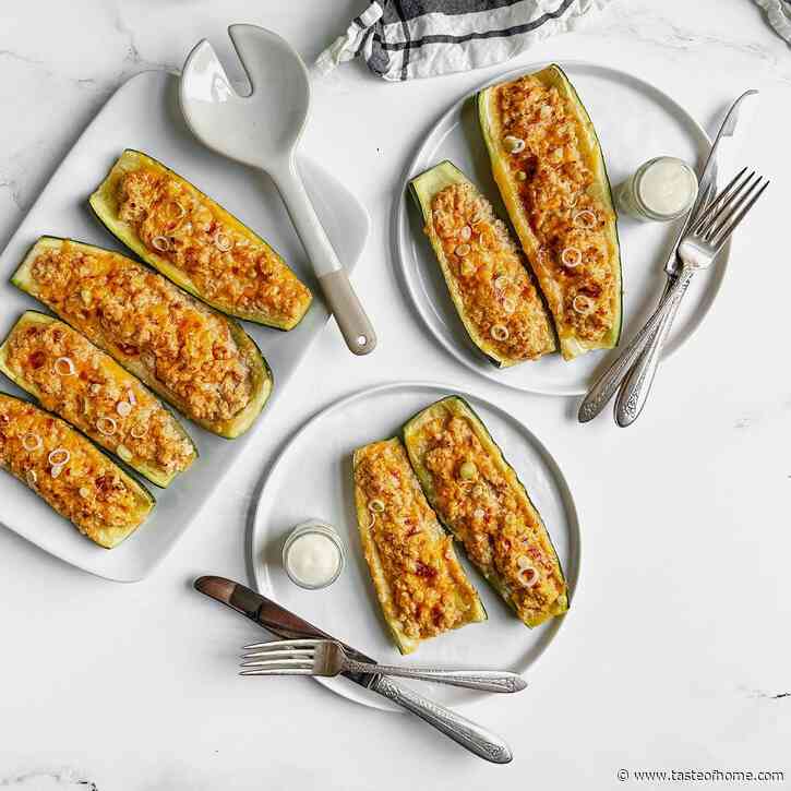 Buffalo Chicken Zucchini Boats