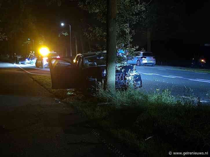 Auto botst tegen boom, bestuurder slechts lichtgewond