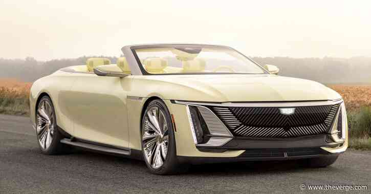 Cadillac’s extra-long, extra-yellow EV has a fridge in the back seat