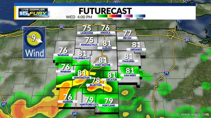 Cold front moves through, brings rain/storm chances