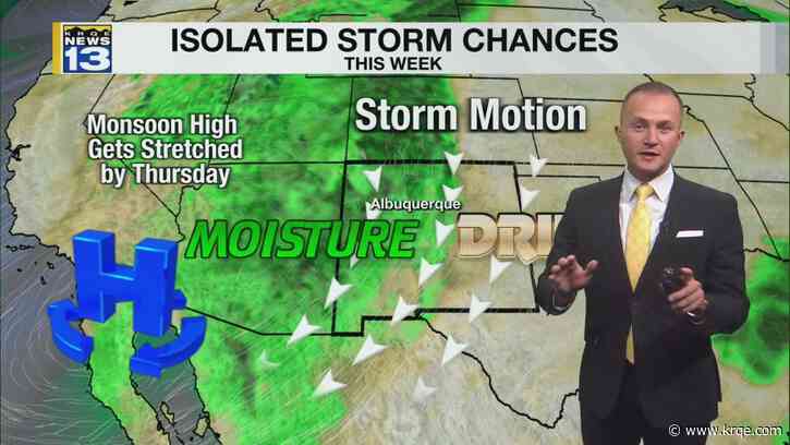 Quieter monsoon pattern through Thursday
