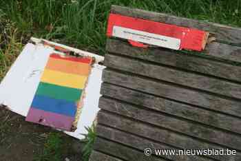 Regenboogzitbank, die ‘rondreist’ in Schilde als steun aan queer community, tot schroot herleid