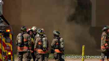 Crews battle structure blaze in Saskatoon